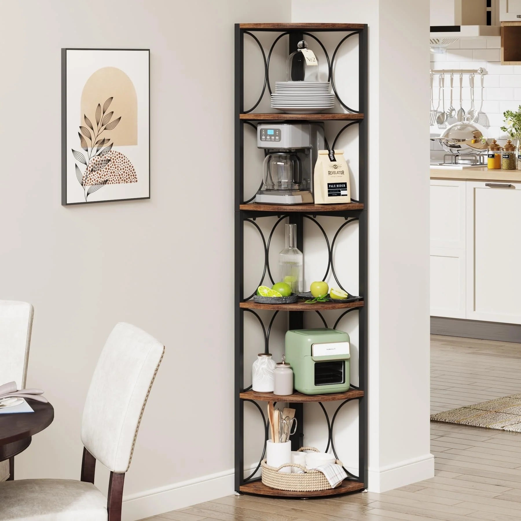 67 Tall Corner Shelf, Corner Bookshelf Bookcase Standing Shelving Unit
