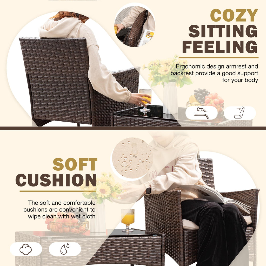 Homall 4 Pieces Outdoor Patio Furniture Sets Rattan Chair Wicker Set