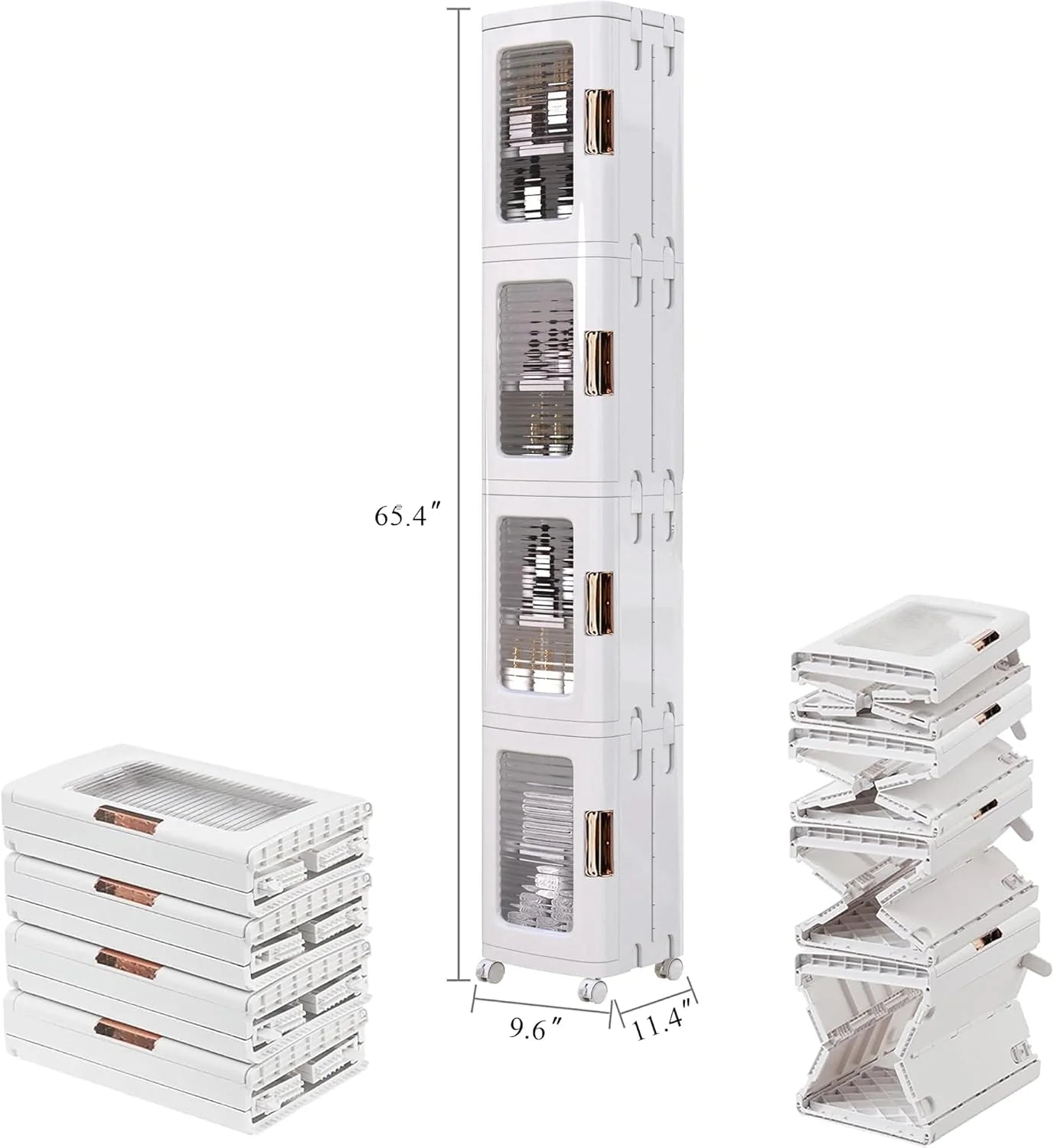 VECELO 4-Tier Plastic Tall Narrow Storage Cabinet