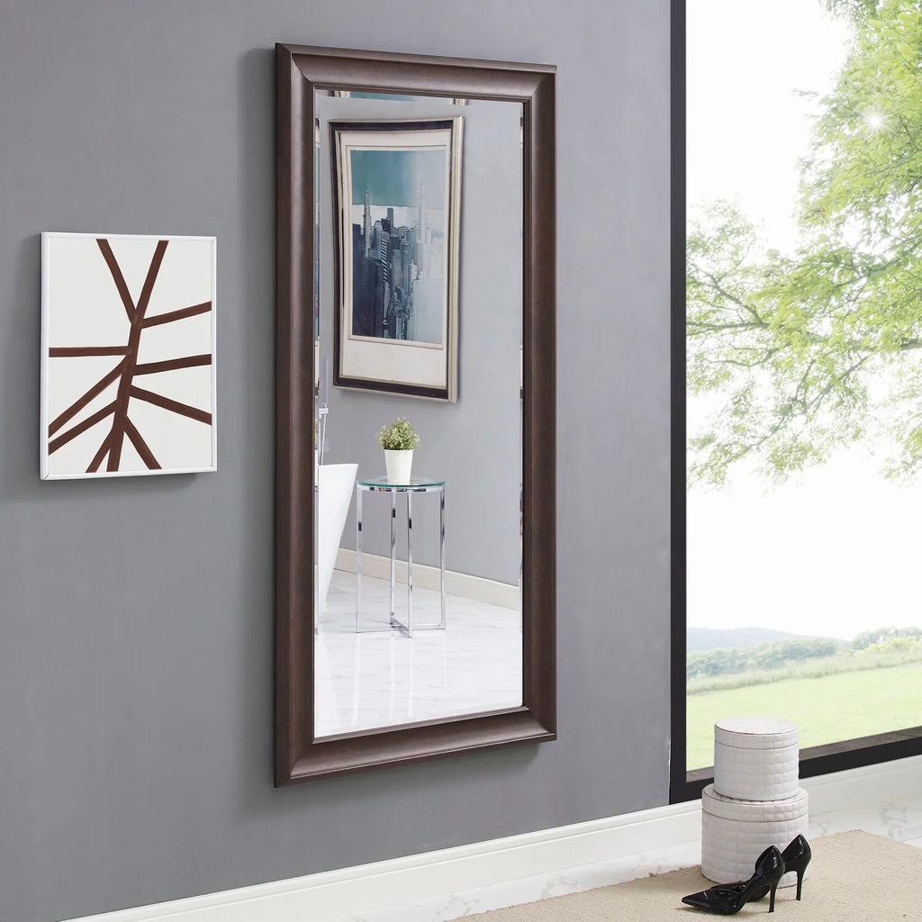 Tall Mirror Full Body Oversized Mirror Smooth Faux Wood Frame Rectangle Wall Mounted Hanging Mirror