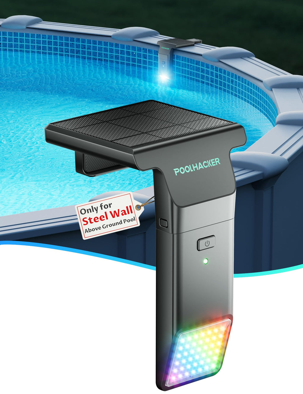 POOLHACKER Solar Pool Lights Only for Steel Wall Above Ground Pool