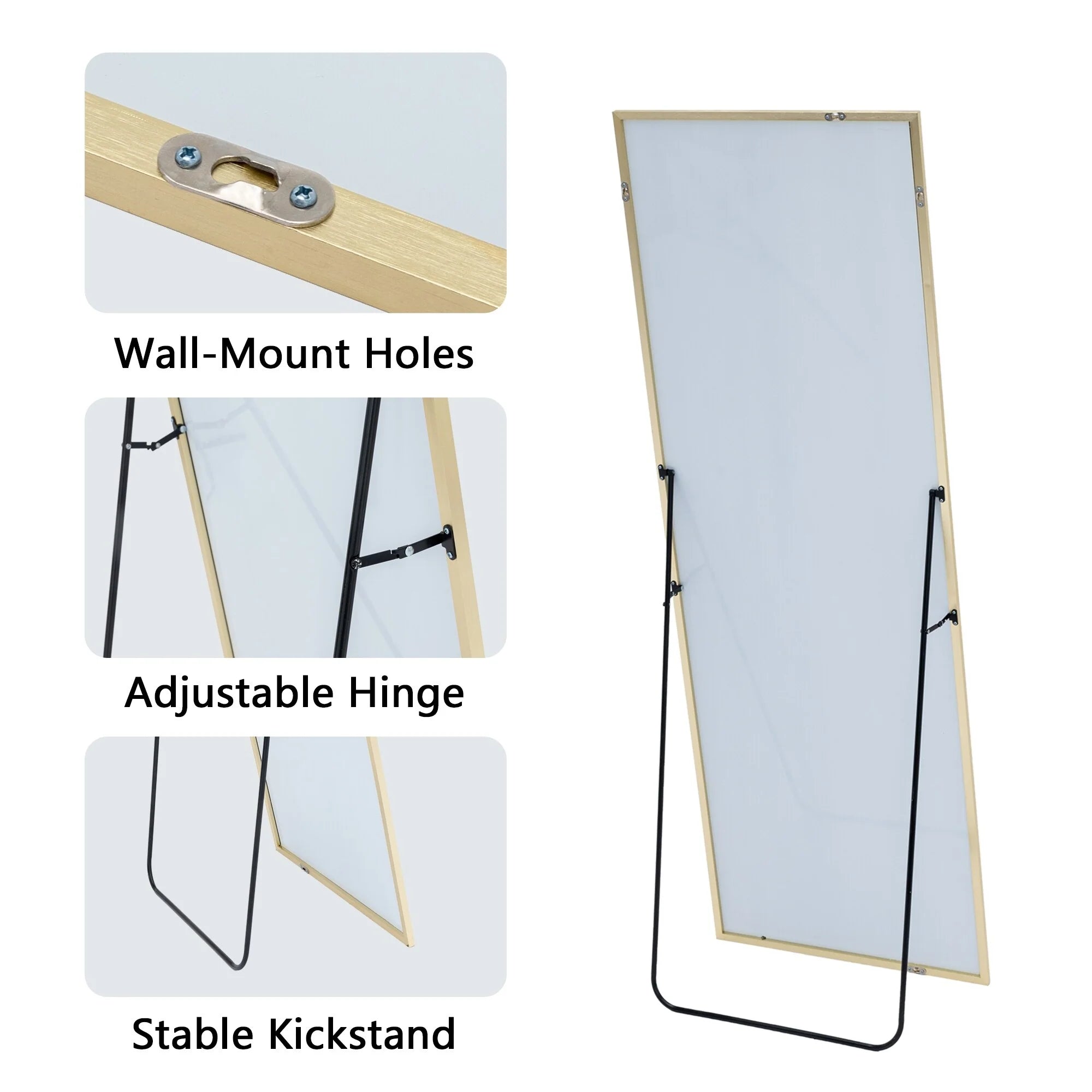 64x21 Full Length Floor Mirror with Stand Aluminum Alloy Frame,Wall-Mounted Mirror