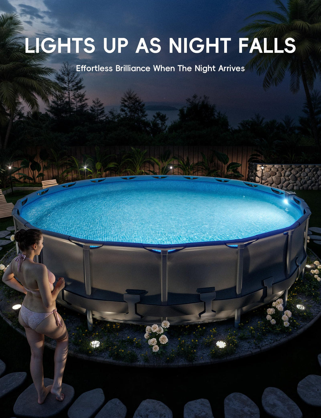 POOLHACKER Solar Pool Lights Only for Steel Wall Above Ground Pool