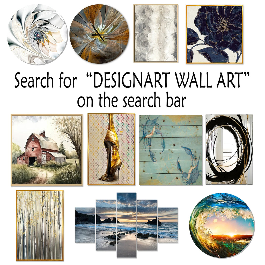 Designart White Botanical Collage Abstract Botanicals Metal Wall Art Living Room