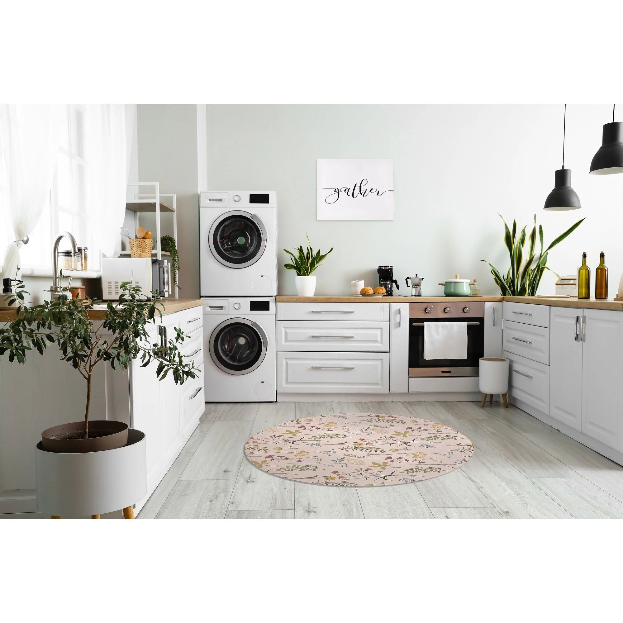 FALL BOTANICALS BLUSH Kitchen Mat By Kavka Designs