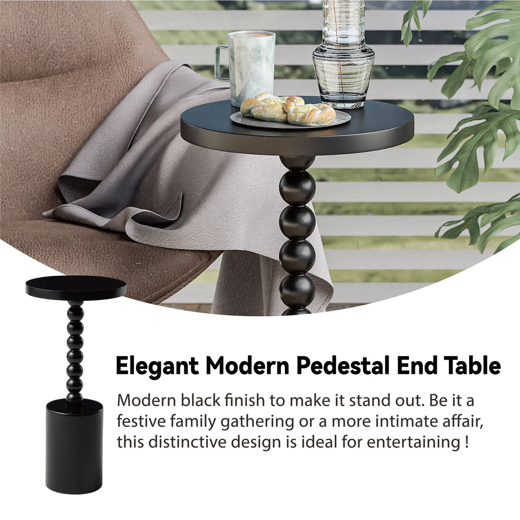 COZAYH Wood Pedestal End table, Modern Drink Table with Base, Round Martini Table for Small Space Living Room, Bedroom