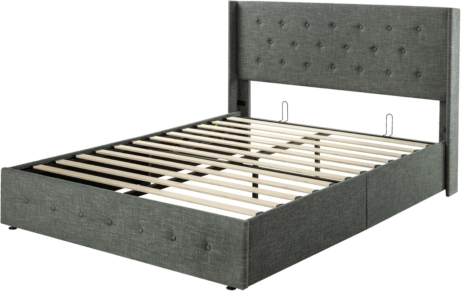 ALLEWIE Queen Size Lift Up Storage Bed with Wingback Headboard