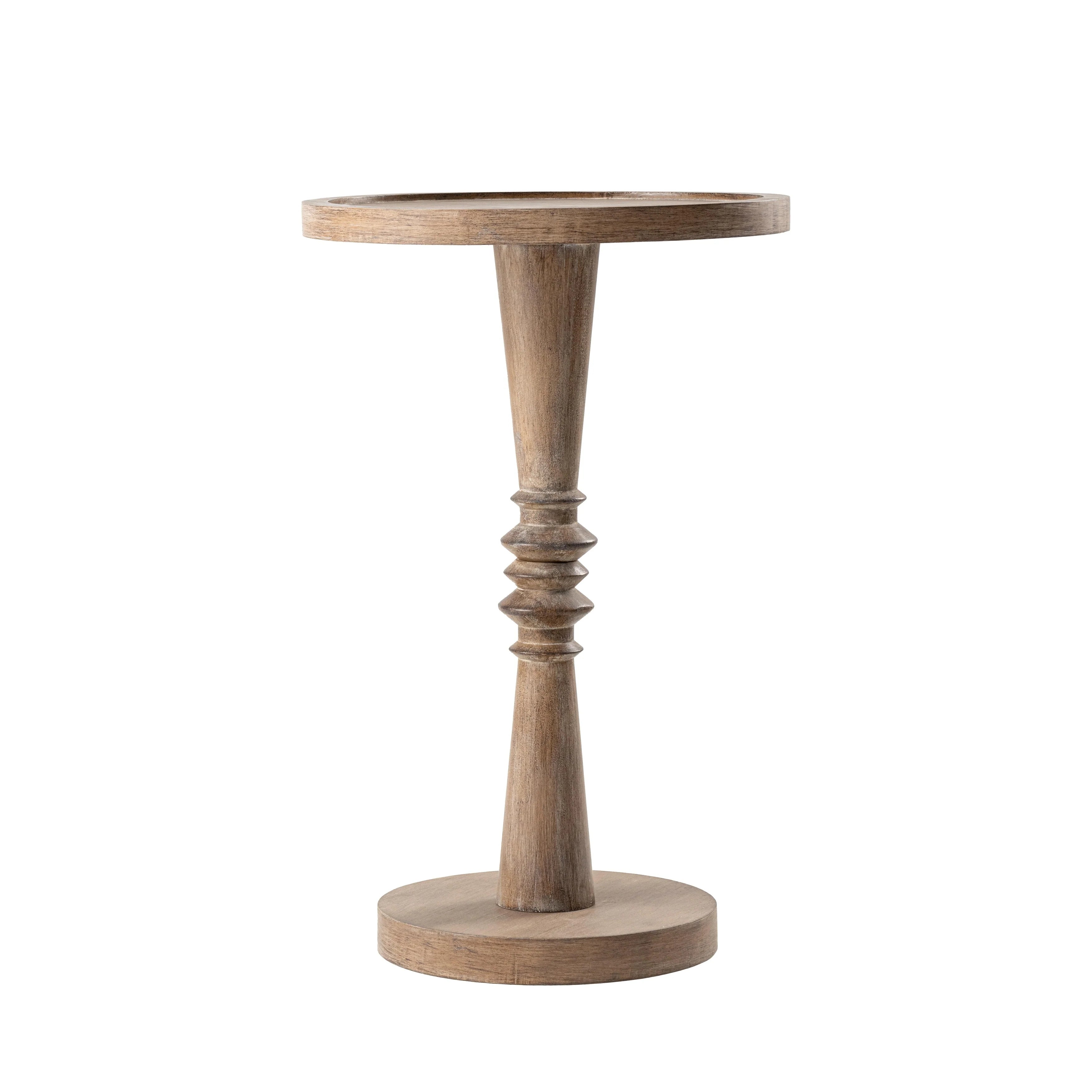 COZAYH Pedestal Small Drinking Table, Farmhouse Tray Top End Table, Distressed Finish, Traditional