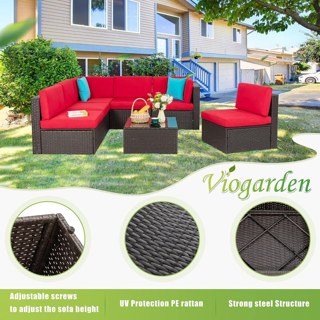 VONGRASIG 5 Piece All-Weather Patio Furniture Set with Ottoman