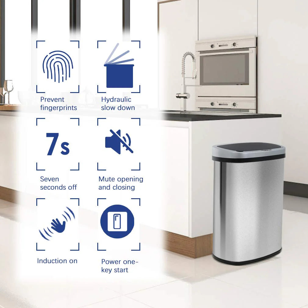 Kitchen Trash Can with Lid, 13 Gallon Automatic Garbage Can