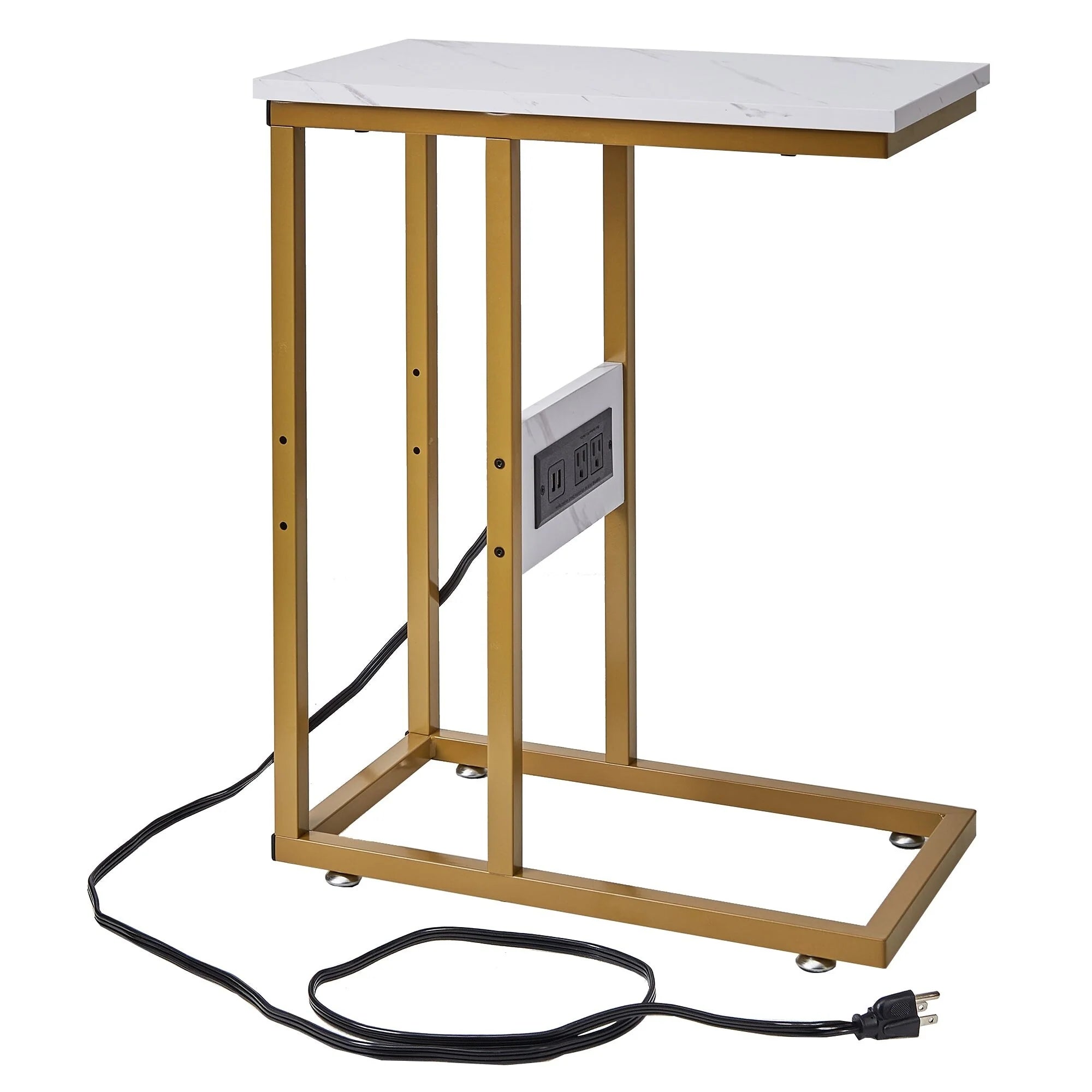 Javlergo Set of 2 C-Shaped Sofa Side Table, Small End Table for Living Room, Narrow Bedside/TV Tray Table