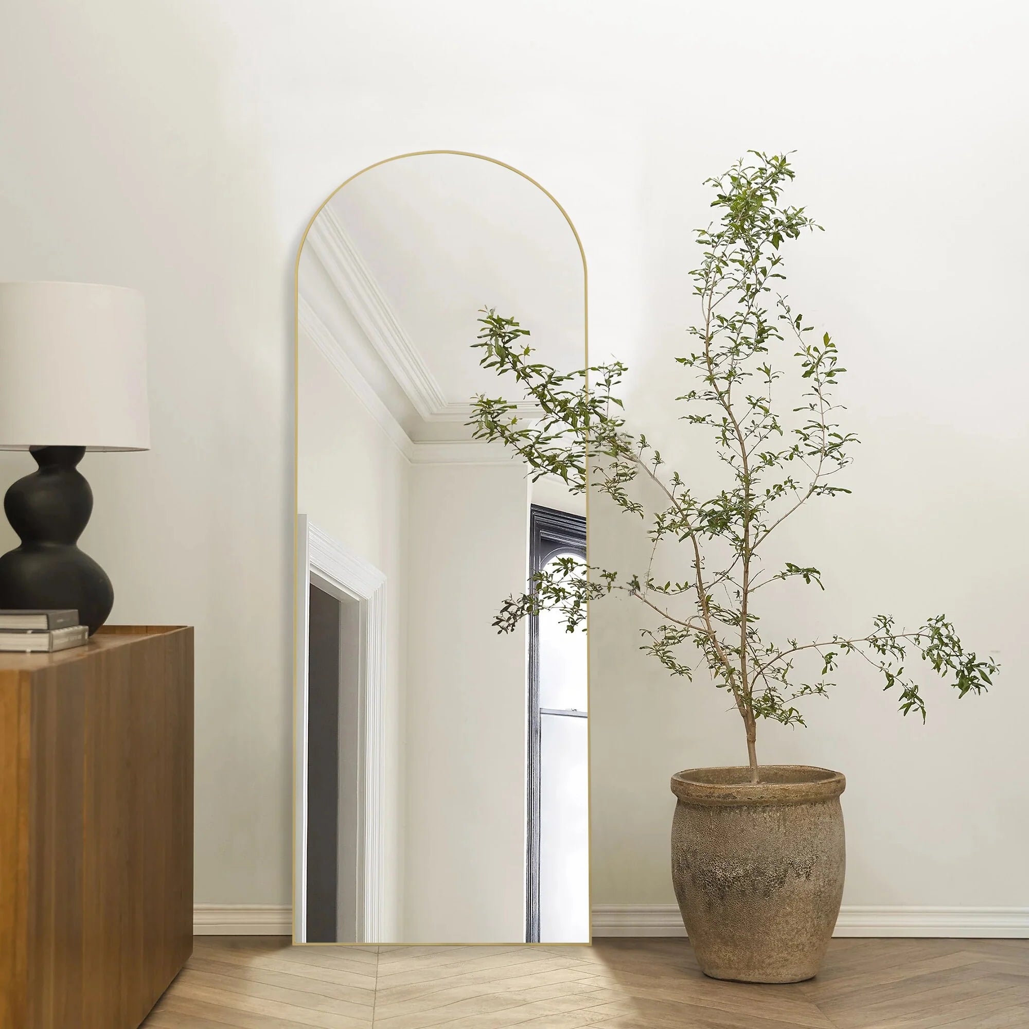 64x21 Full Length Floor Mirror with Stand Aluminum Alloy Frame,Wall-Mounted Mirror