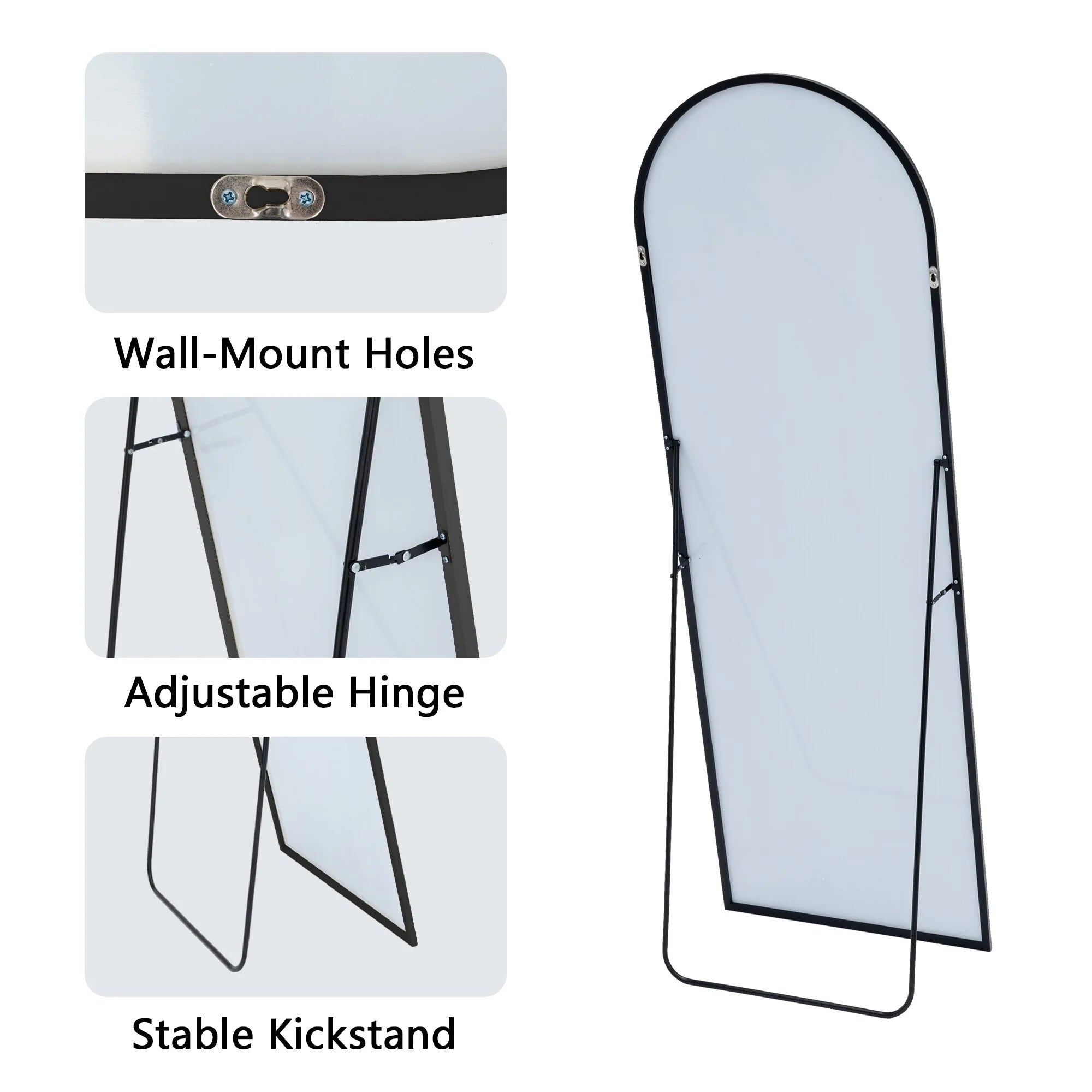 64x21 Full Length Floor Mirror with Stand Aluminum Alloy Frame,Wall-Mounted Mirror