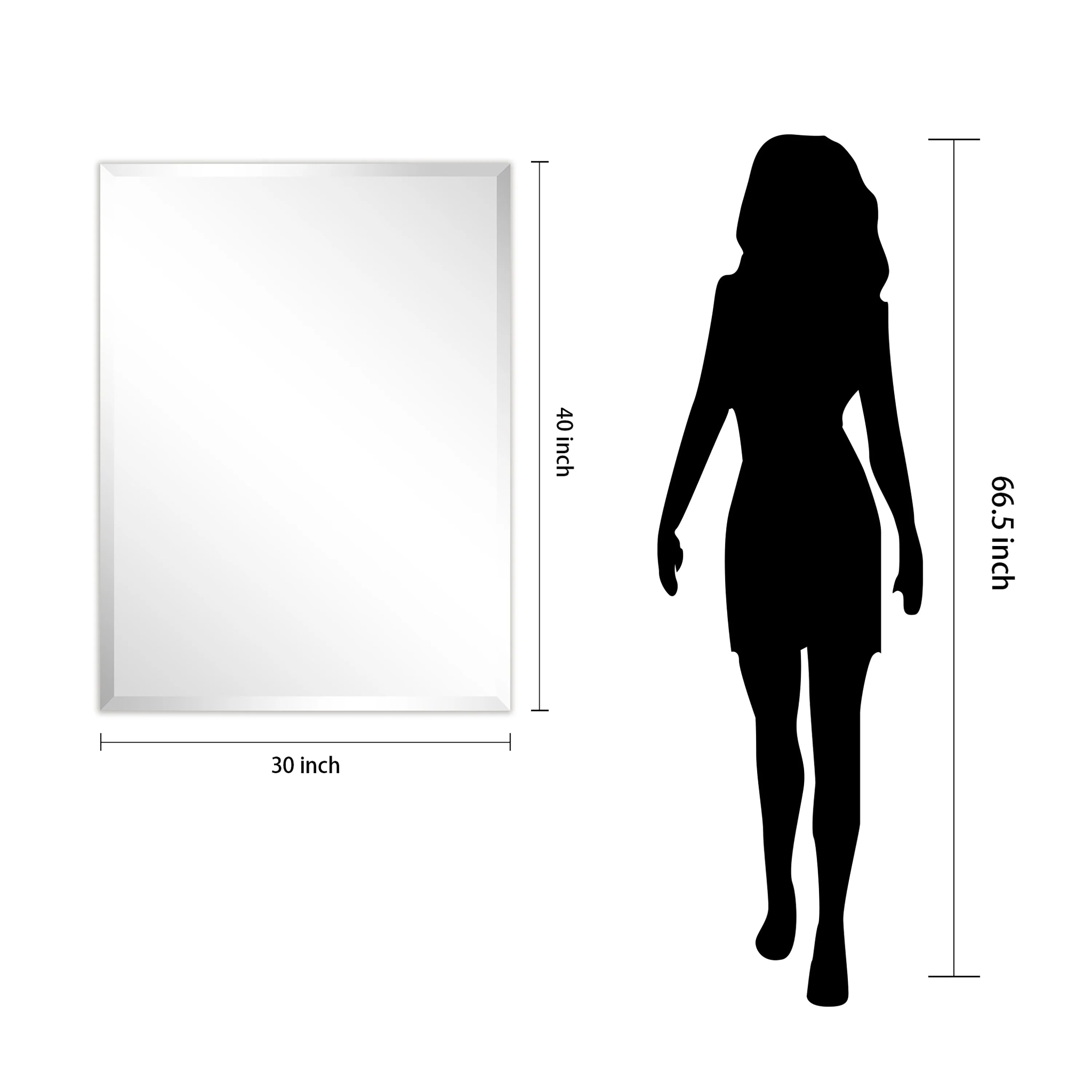 Frameless Beveled Prism Wall Mirror-Square/Rectangluar - Clear