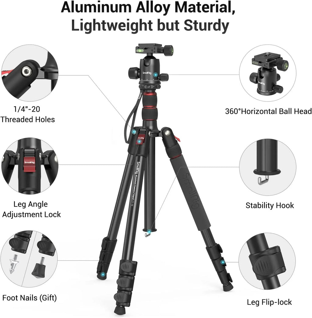 SmallRig Camera Tripod, 71" Foldable Aluminum Tripod/Monopod