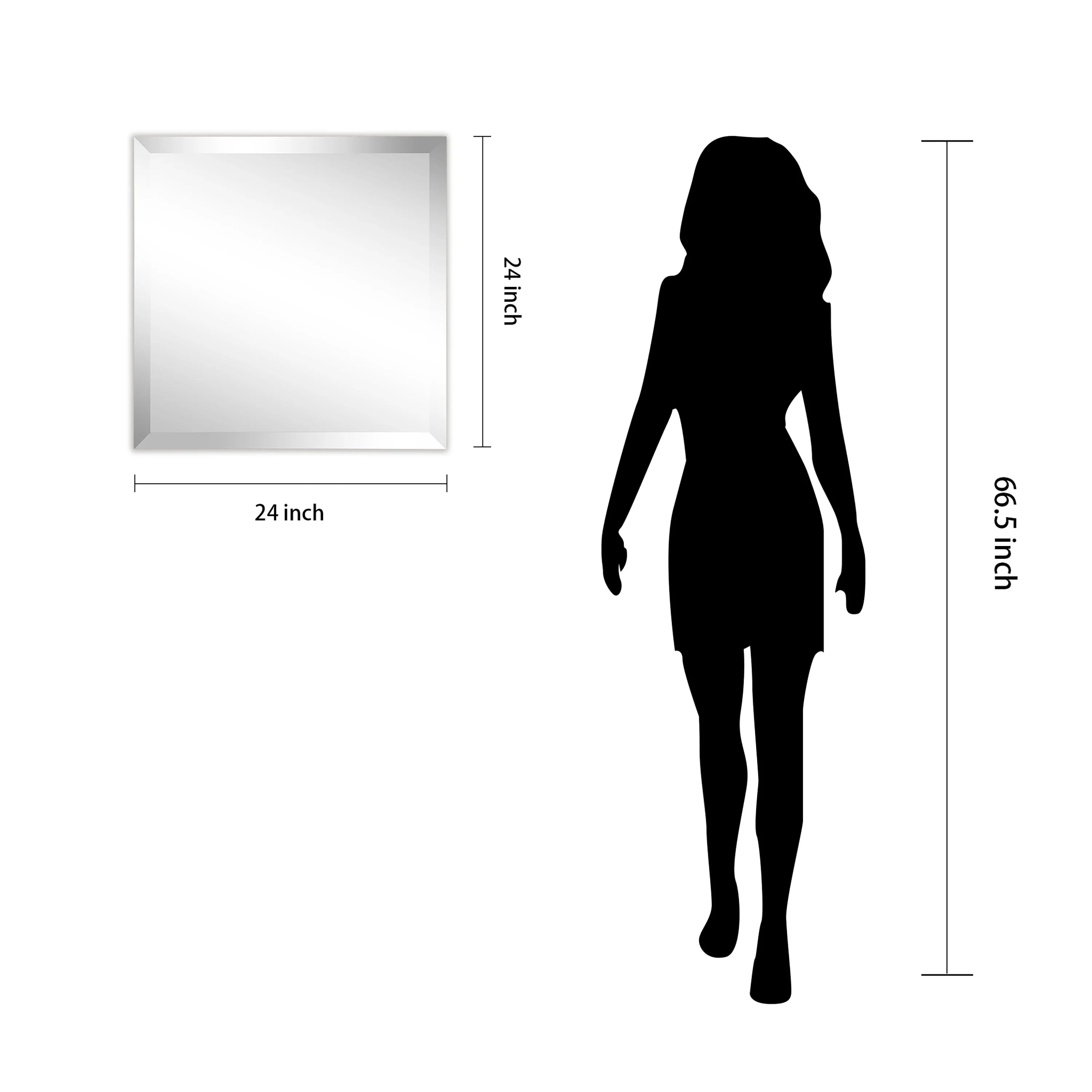 Frameless Beveled Prism Wall Mirror-Square/Rectangluar - Clear