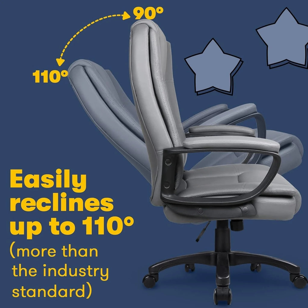 Bossin Big and Tall Office Chair High Back Executive Chair Ergonomic Adjustable Executive Leather Chair,400lbs