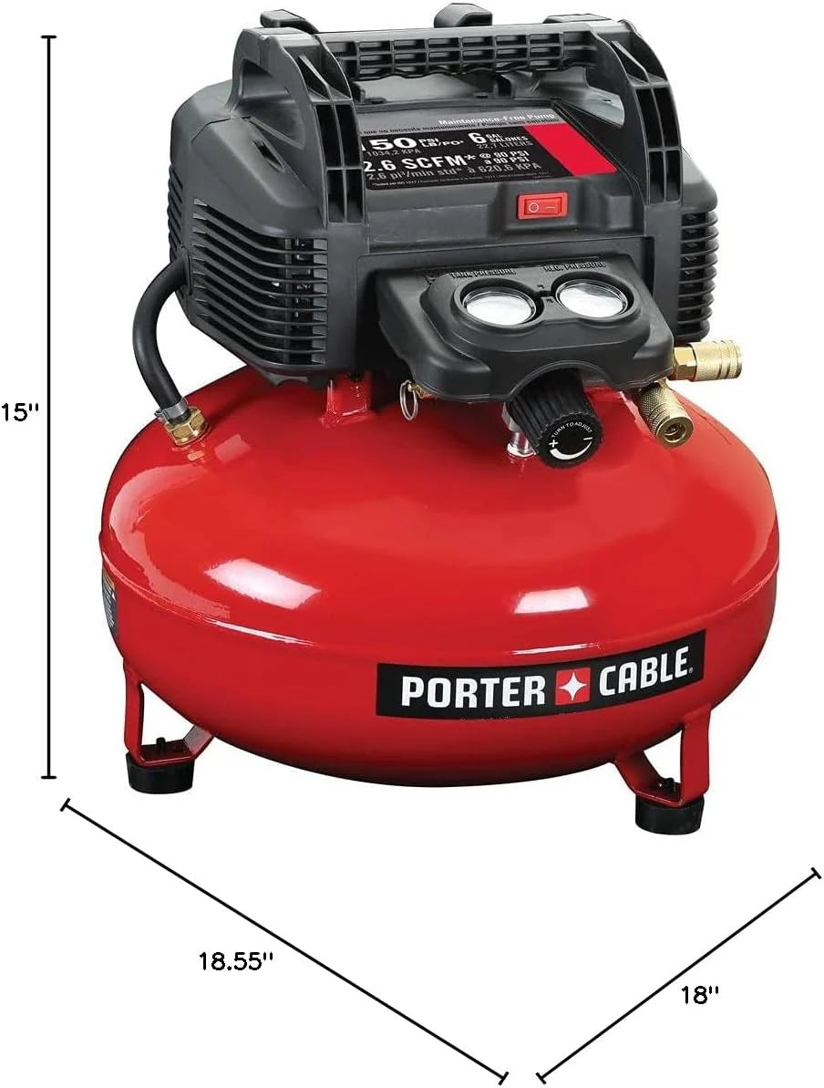 PORTER-CABLE Air Compressor 6-Gallon Pancake Oil-Free C2002