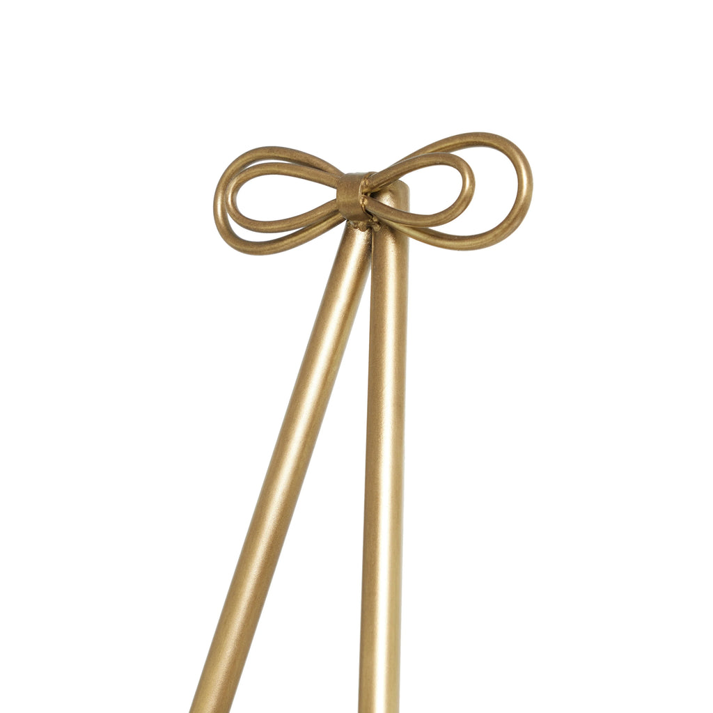 Metal Tall Adjustable Display Stand Floor 3 Tier Easel with Bow Top - Gold - Roche River Decor