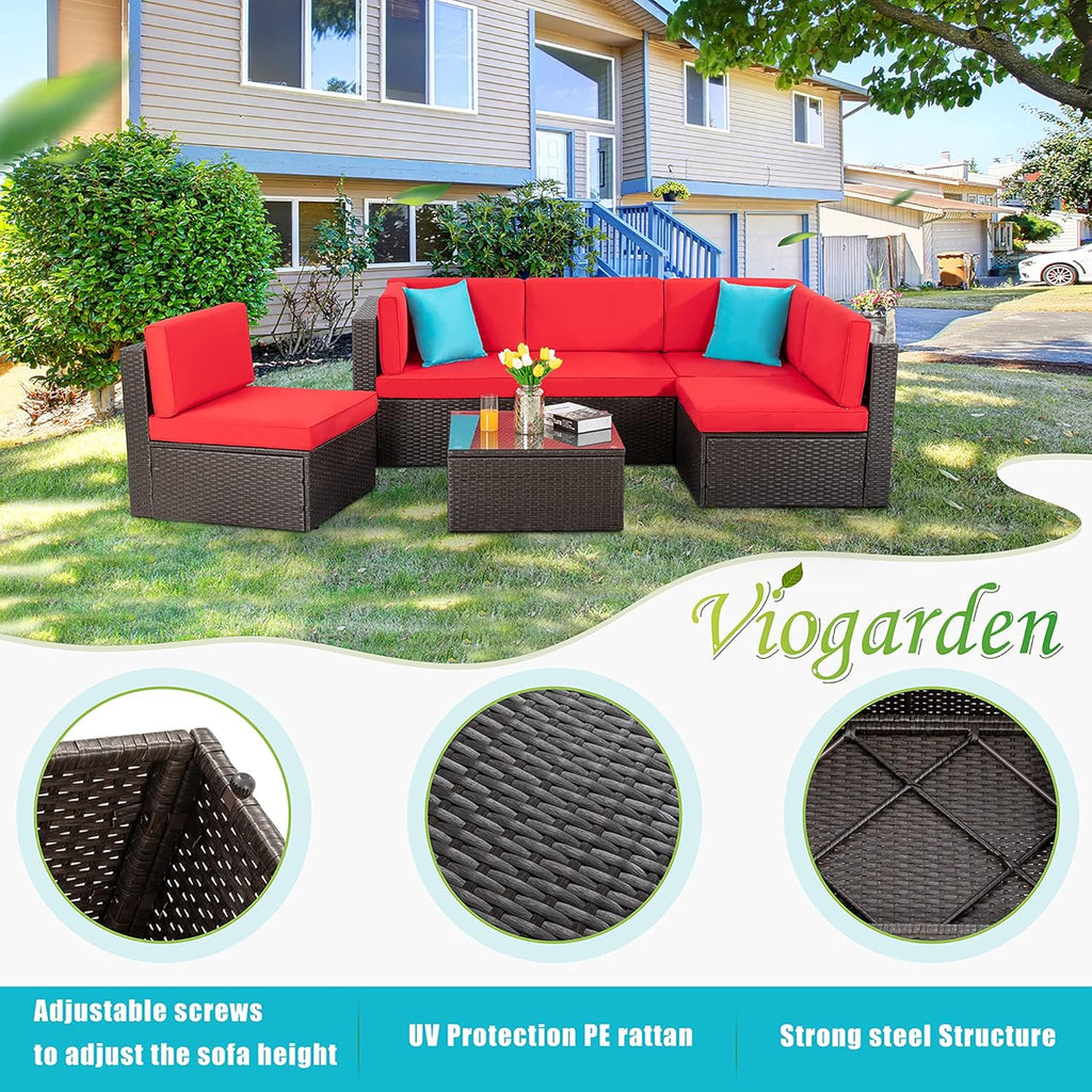 VONGRASIG 5 Piece All-Weather Patio Furniture Set with Ottoman