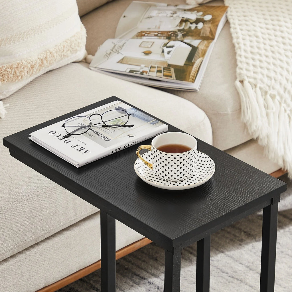Javlergo Set of 2 C-Shaped Sofa Side Table, Small End Table for Living Room, Narrow Bedside/TV Tray Table