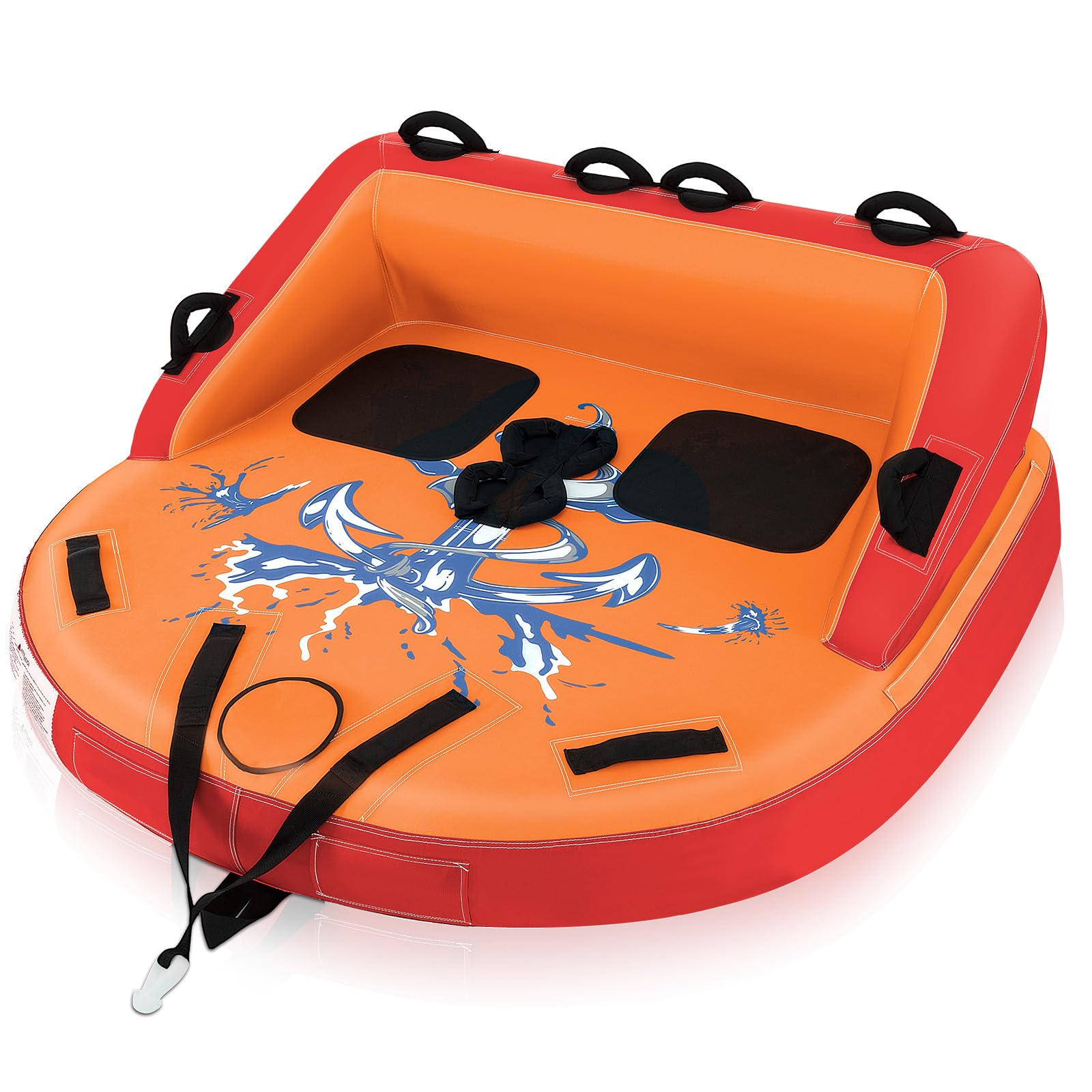 Inflatable Towable Tubes for Boating, 1-2 Person Water Sport Towables for Boat to Pull, Sofa Style Boat Tube with Drainage