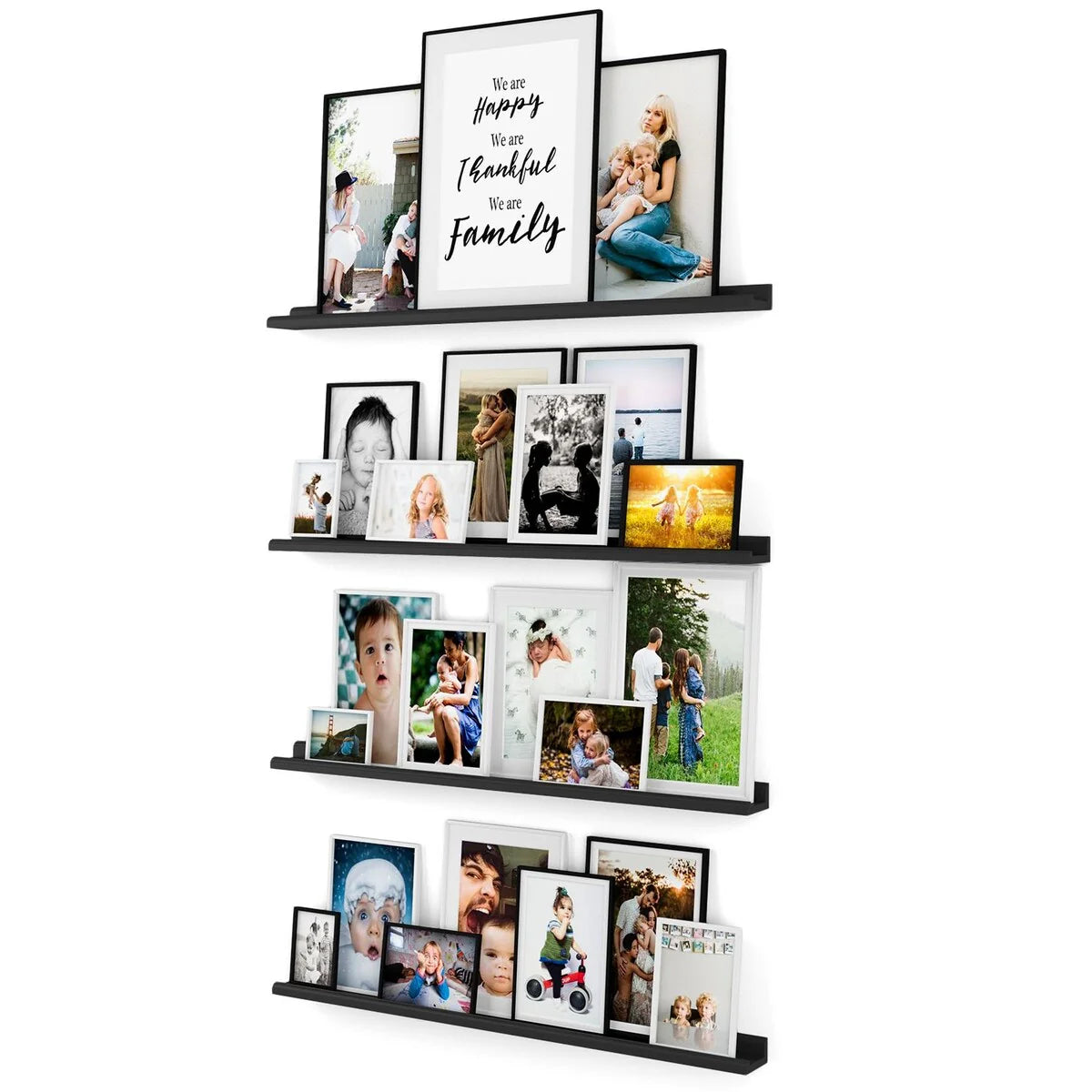 Wallniture Boston 46 Floating Shelves for Wall, Picture Ledge (Set of 4)
