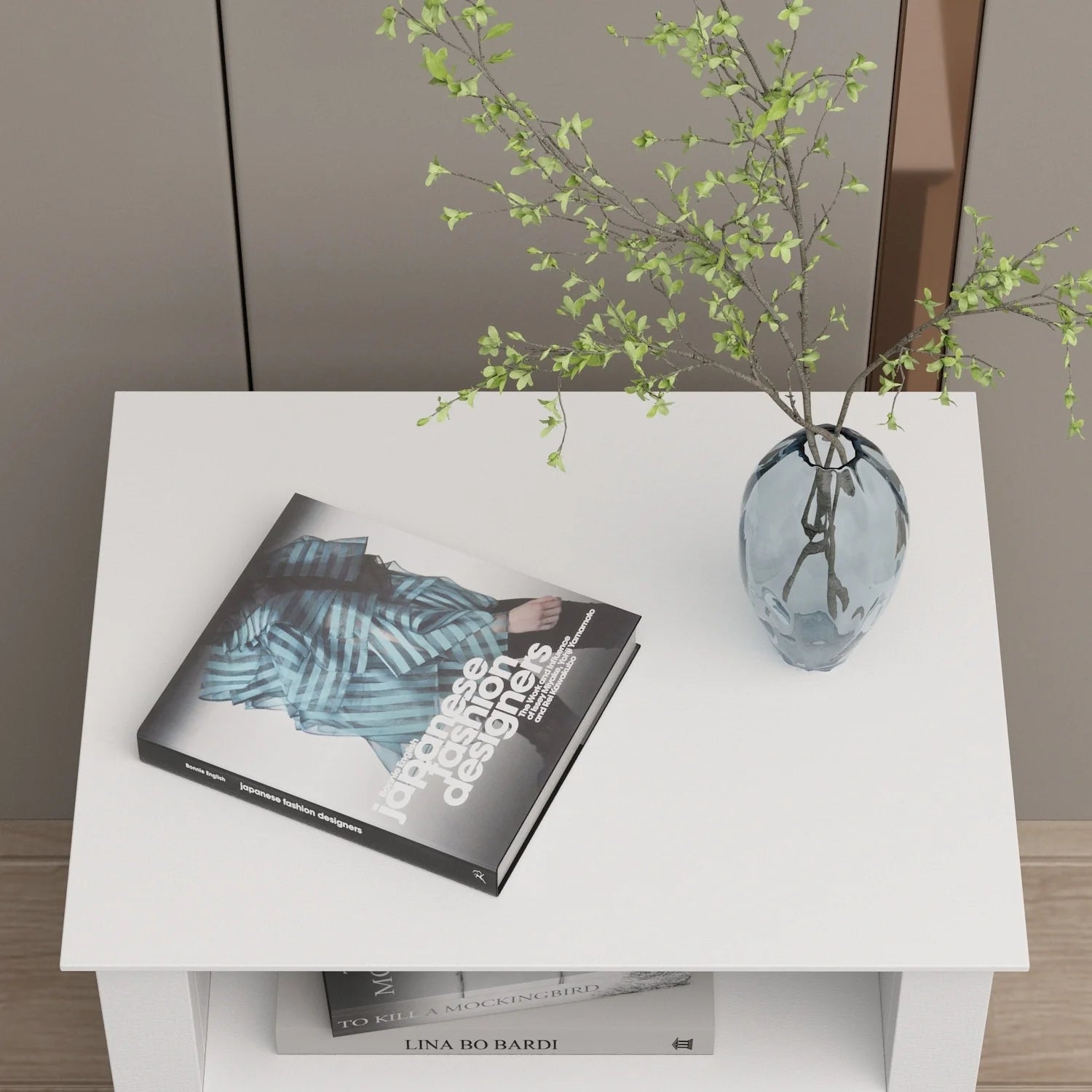Timechee 21.7'' Tall 2 - Drawer 1- Shelf Nightstand in White End Table