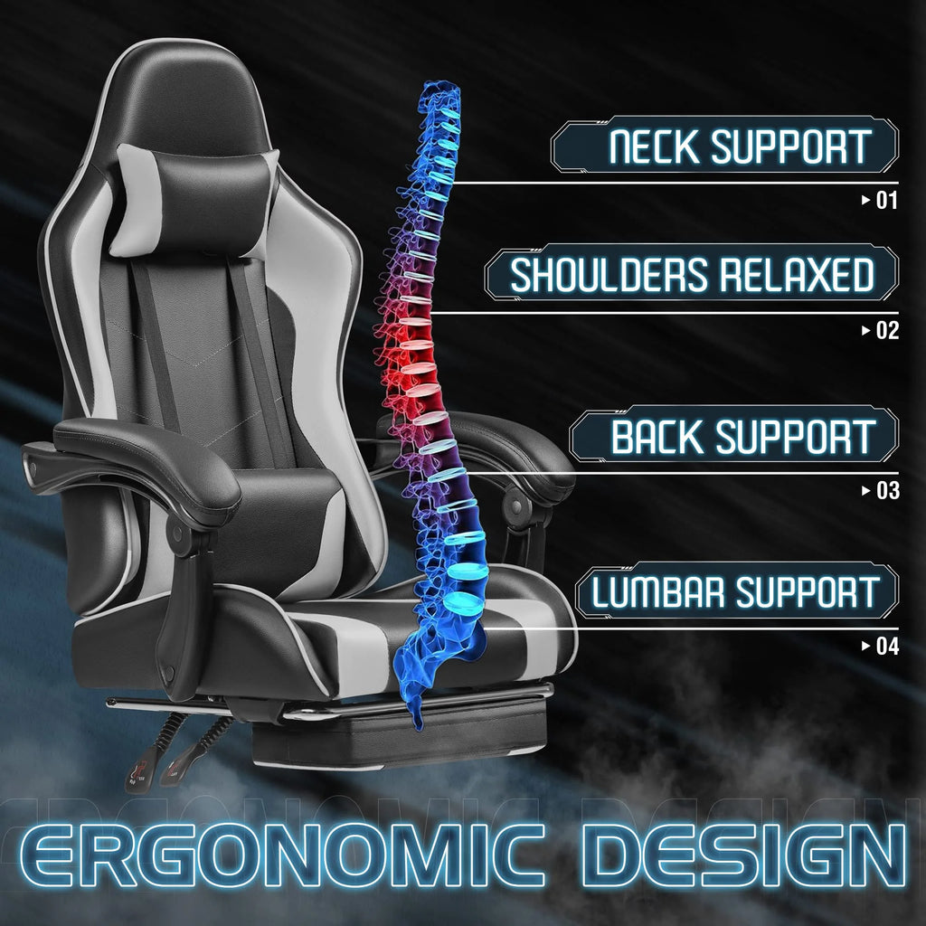 HOMALL Gaming Chair with Footrest and Massage Support