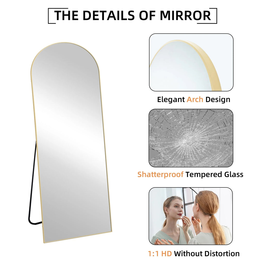 64x21 Full Length Floor Mirror with Stand Aluminum Alloy Frame,Wall-Mounted Mirror