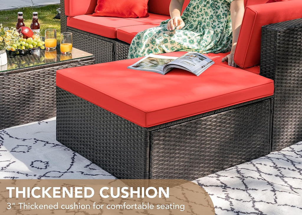 DEVOKO 5 Pieces All-Weather Patio Furniture Set with Cushions