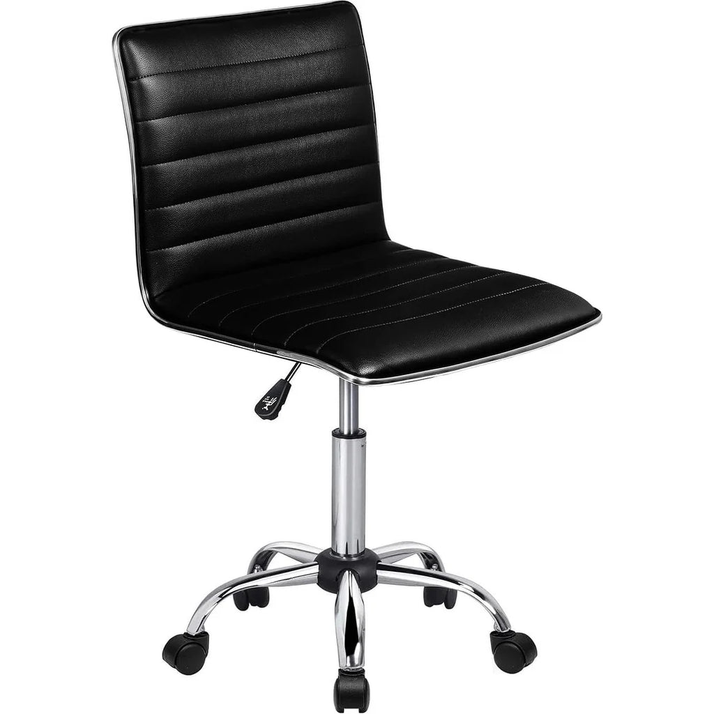BOSSIN Adjustable Home Office Chair, Mid-Back Armless Ribbed Swivel Task Chair,Vanity Chair for Small Space, Livingroom Make-up