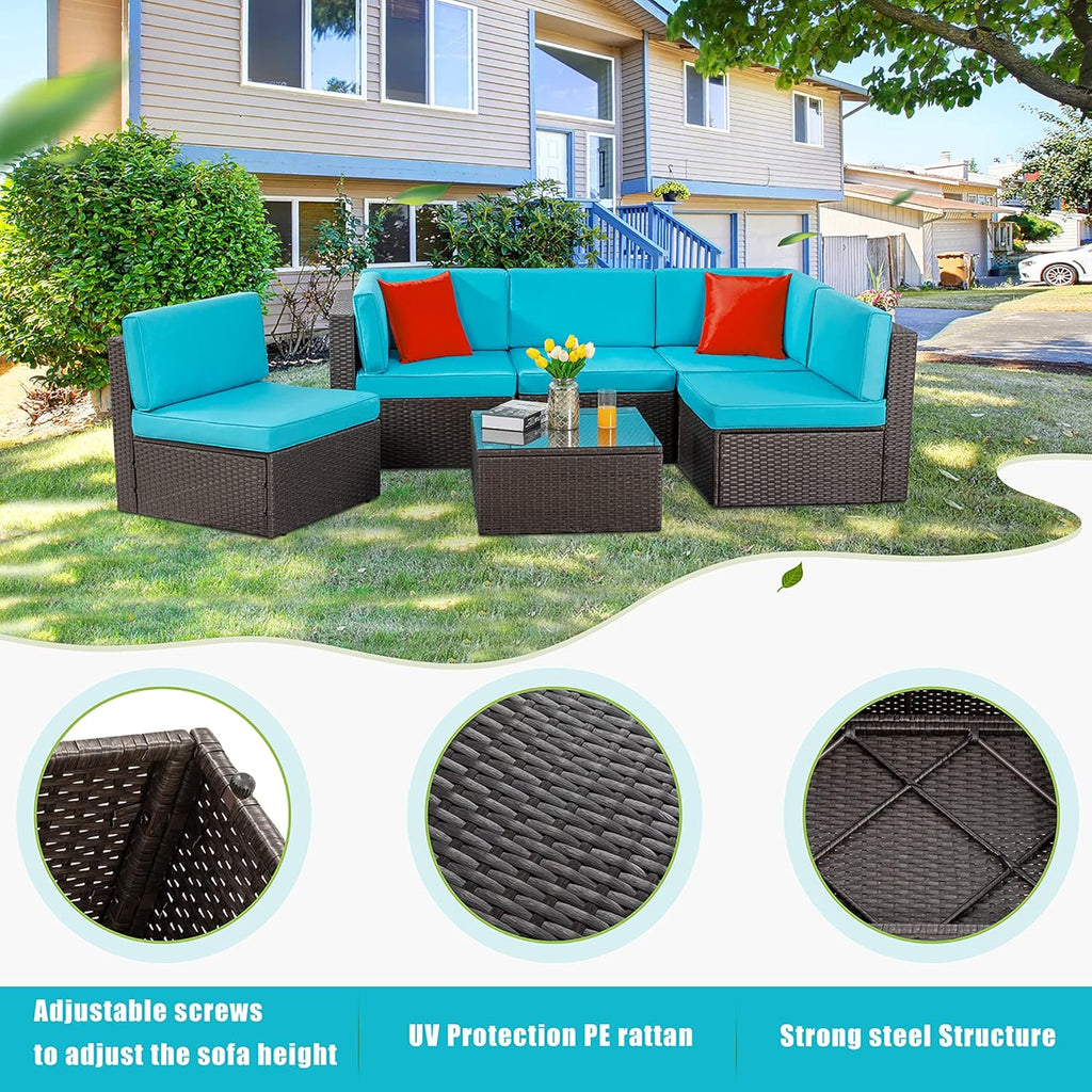 VONGRASIG 5 Piece All-Weather Patio Furniture Set with Ottoman