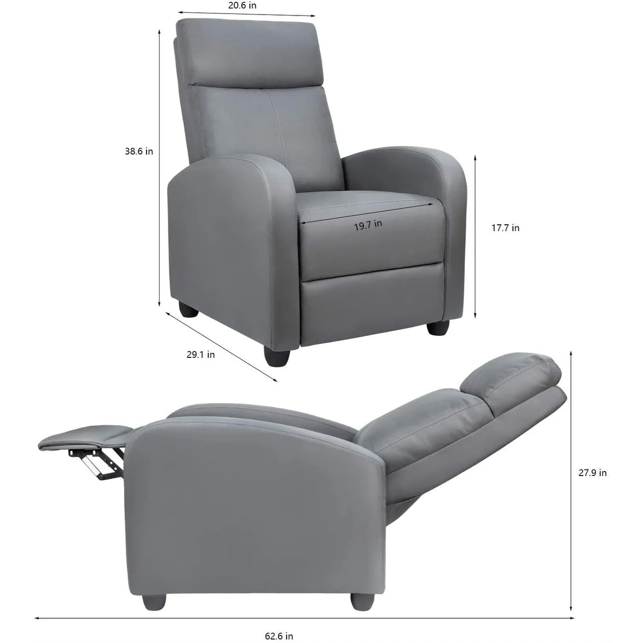 Homall Recliner Chair PU Leather Single Living Room Sofa Recliner