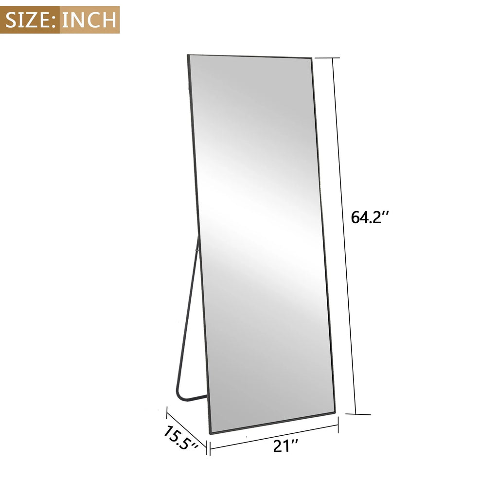 64x21 Full Length Floor Mirror with Stand Aluminum Alloy Frame,Wall-Mounted Mirror