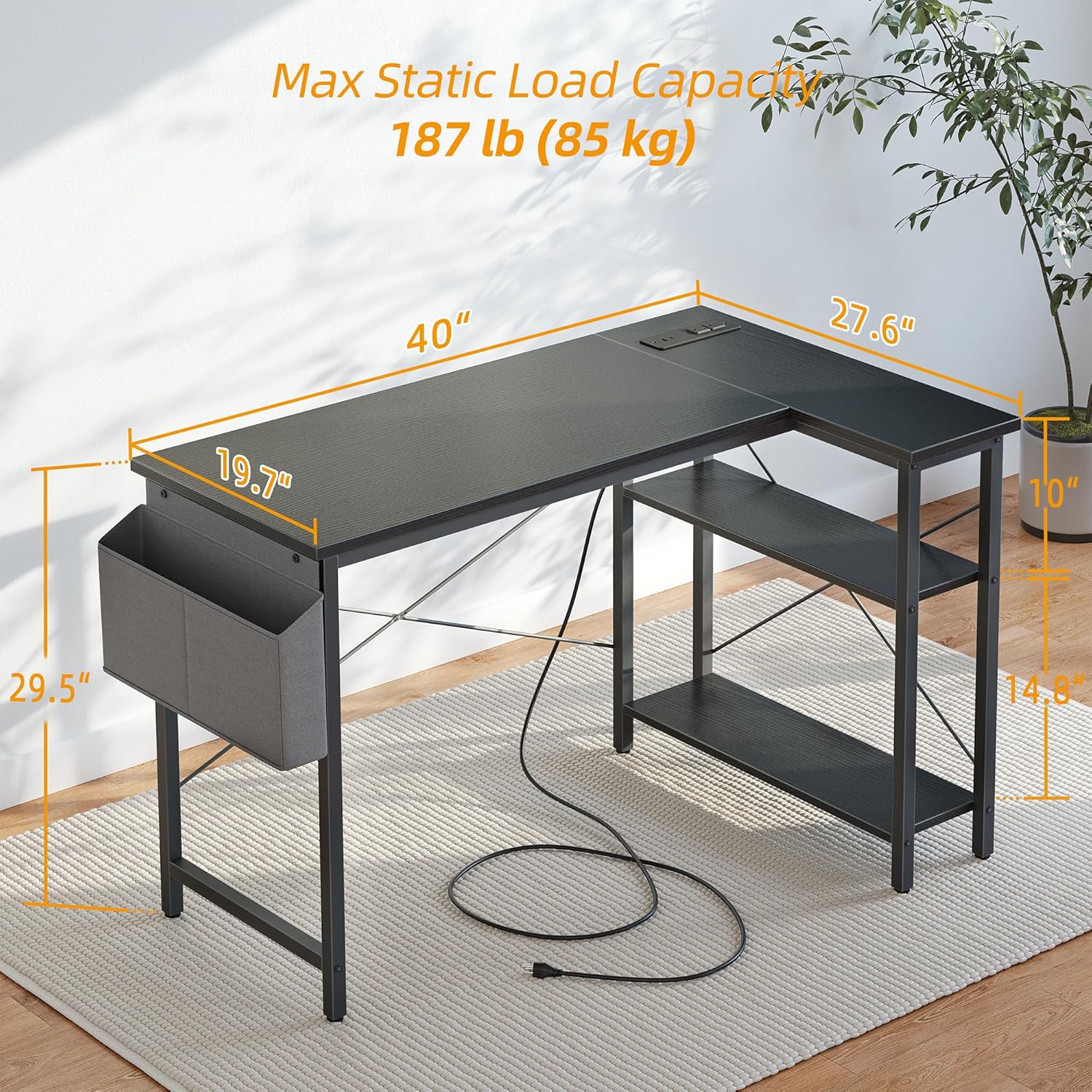 TIQLAB Small Computer Desk, 40 Inch L Shaped Desk