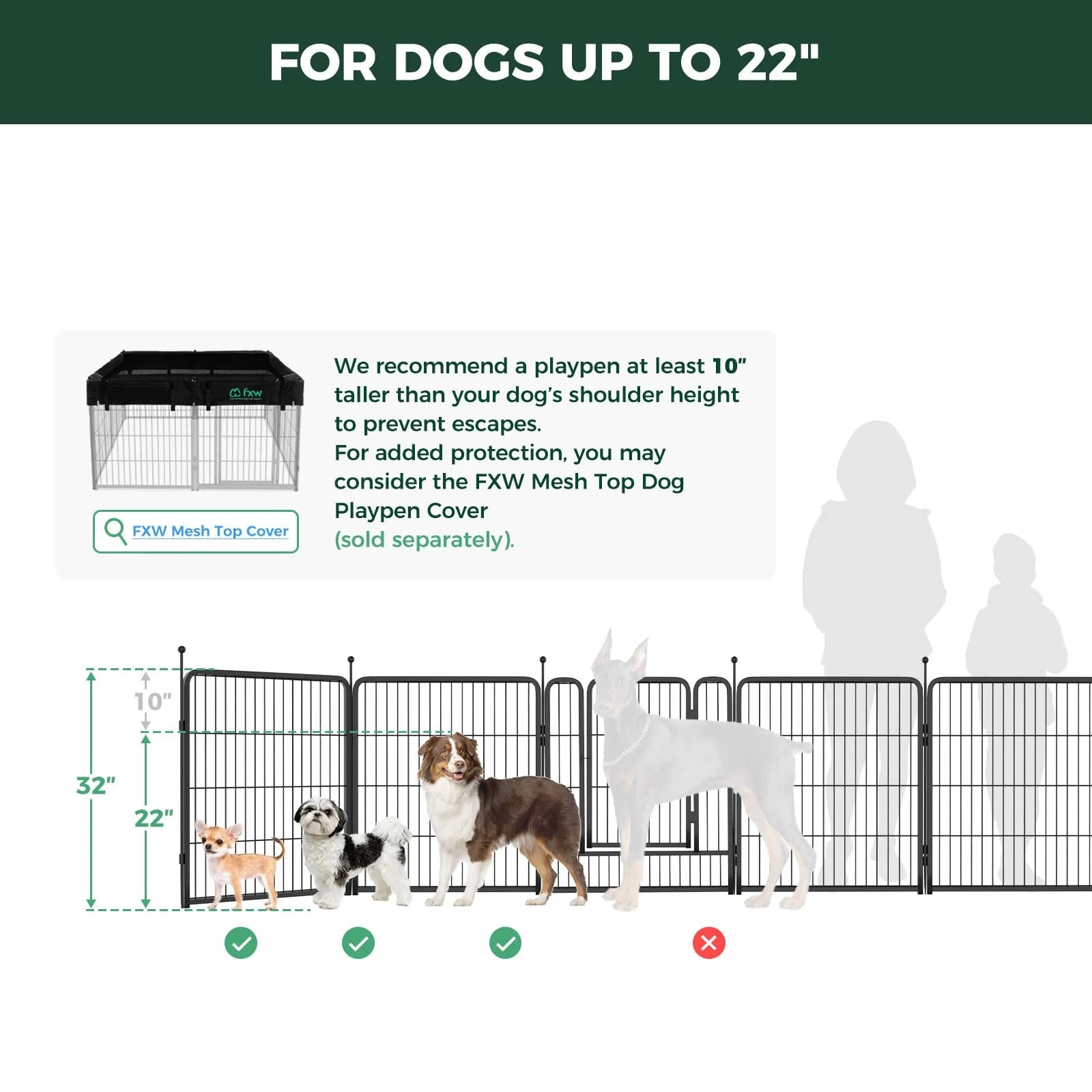 FXW Rollick Unleashed Dog Playpen - 32" for Small Dogs