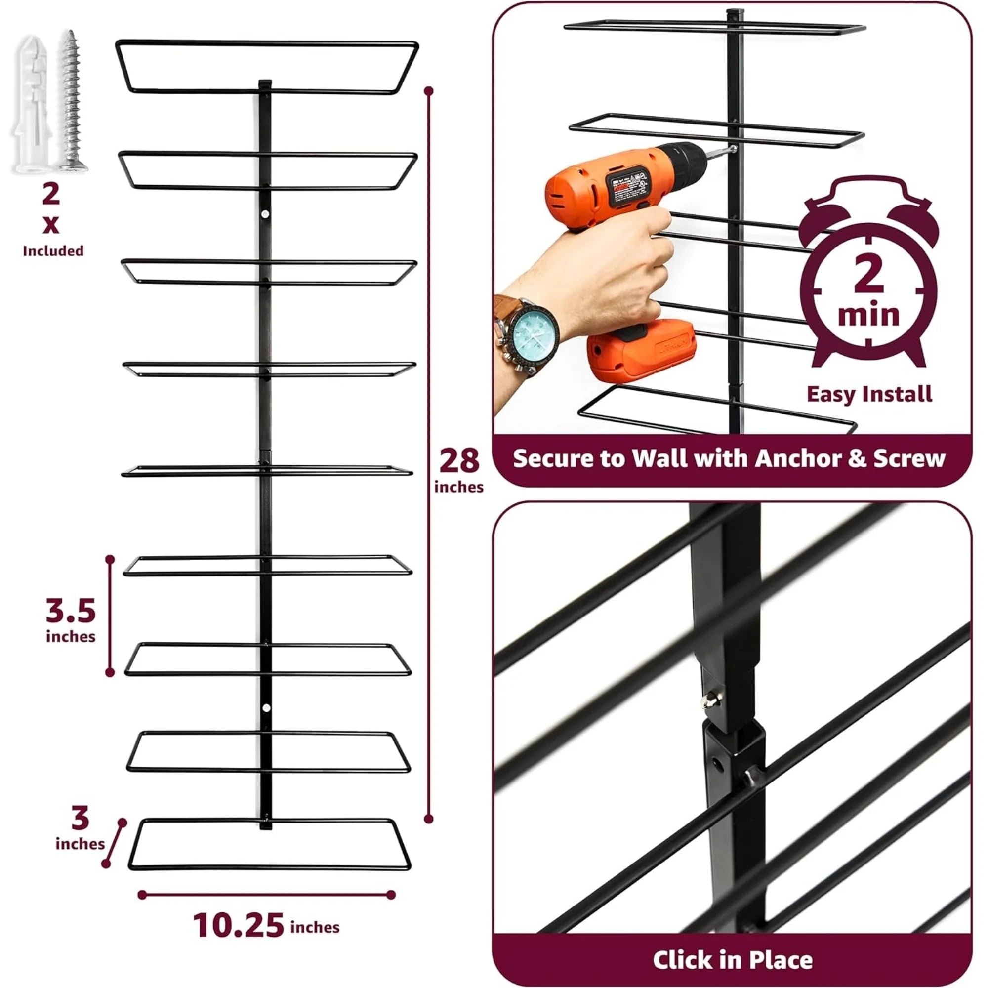 Sorbus Wall Mount Wine Rack - 27 Level Wine Rack Wall Mounted for Wine Bottles
