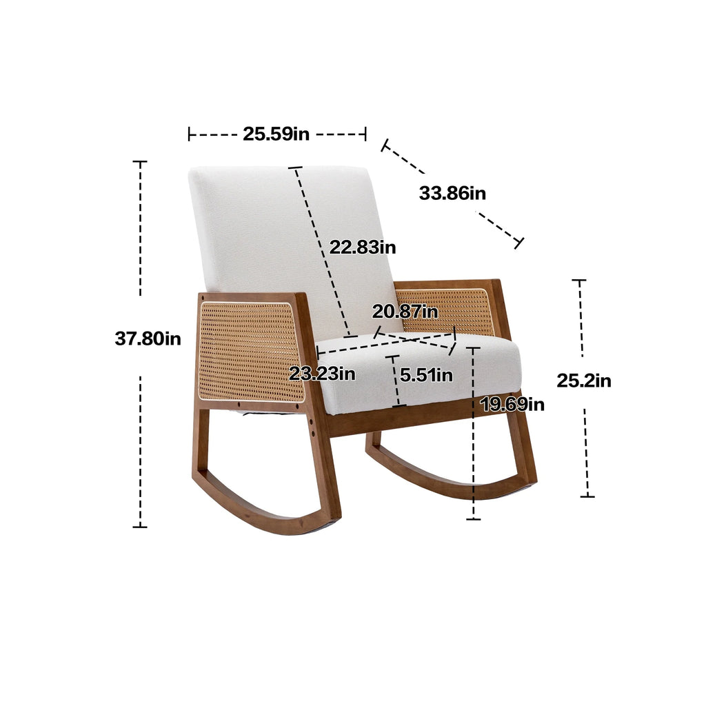 Living room Comfortable rocking chair living room chair Armchair Upholstered Tall Back Accent Glider Rocker