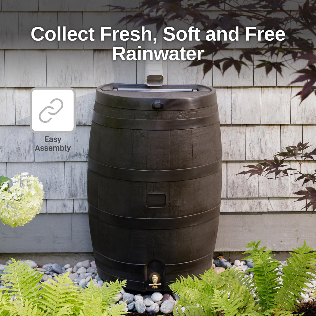 RTS Home Accents 50-Gallon Rain Barrel with Brass Spigot