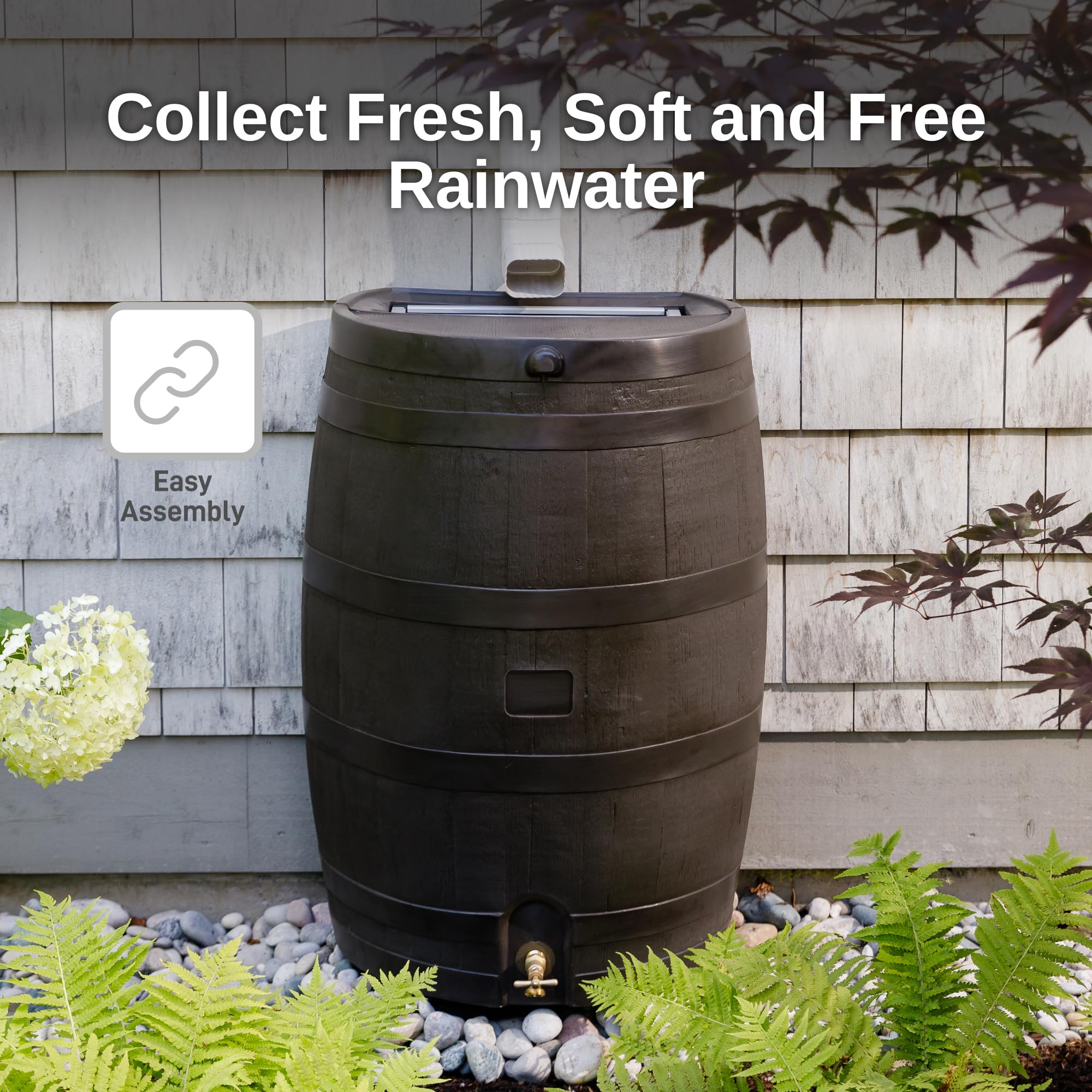 RTS Home Accents 50-Gallon Rain Barrel with Brass Spigot