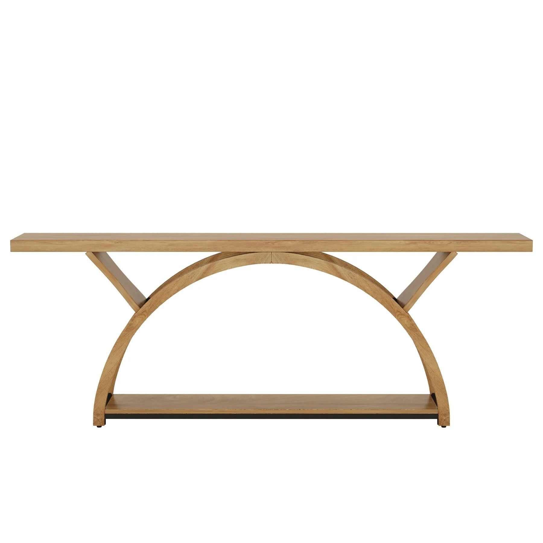 2-Tier Narrow Long Console Sofa Table with Semi-Circular Frame for Entryway,Gray Hallway Accent Tables