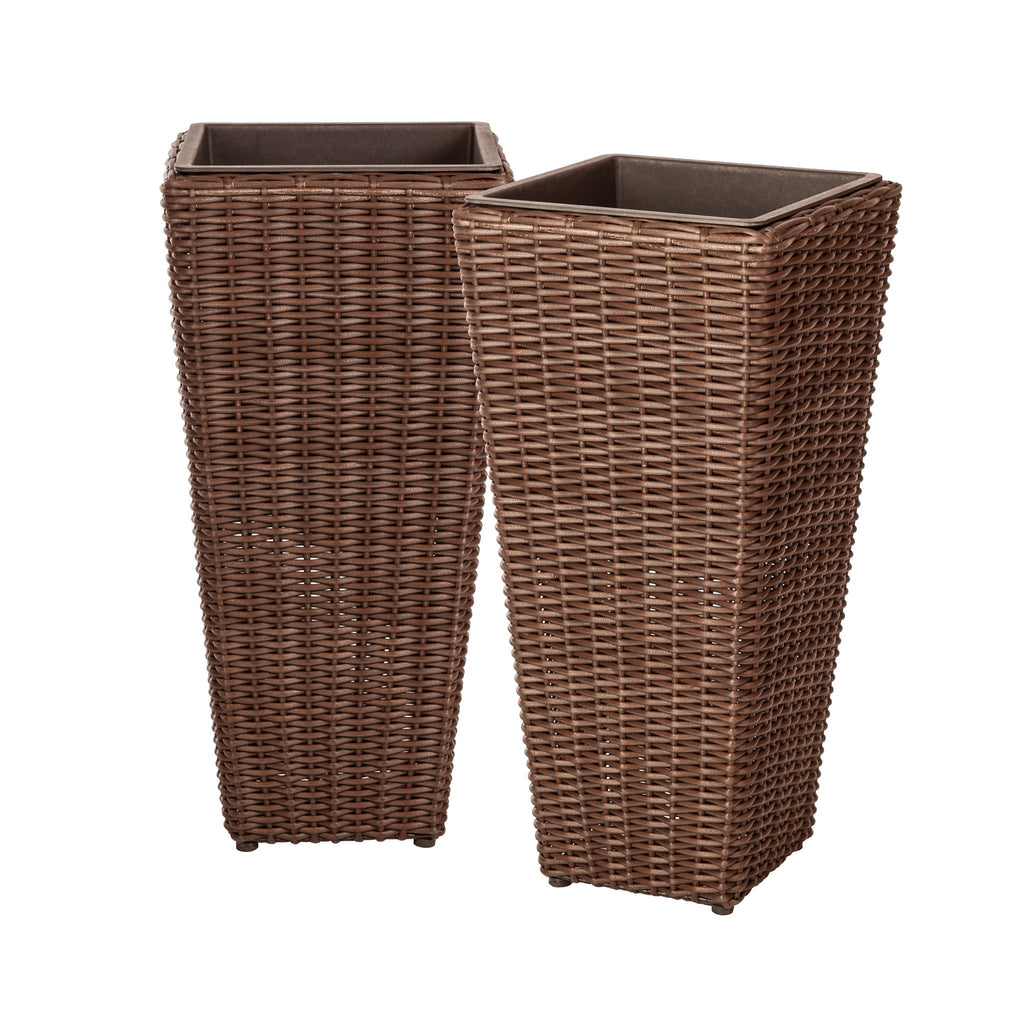 Patio Sense Alto Wicker All-Weather Planter Set with Liners