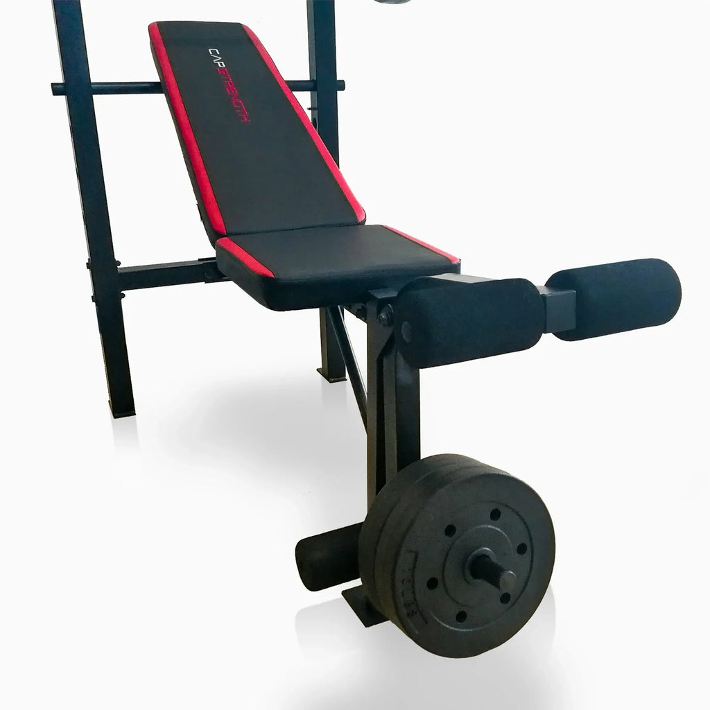 Adjustable Standard Combo Weight Bench with Rack and Leg Extension and 90 lb.
