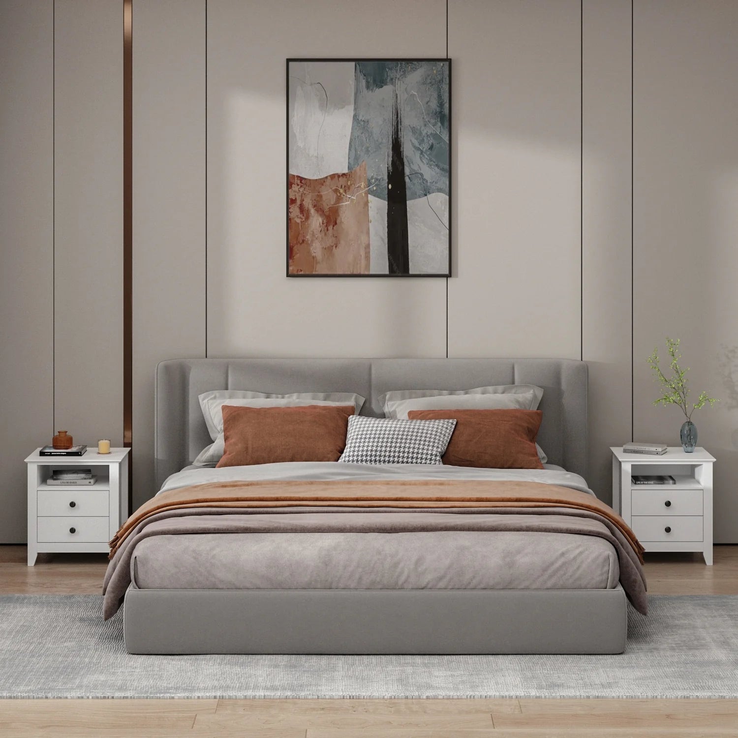 Timechee 21.7'' Tall 2 - Drawer 1- Shelf Nightstand in White End Table