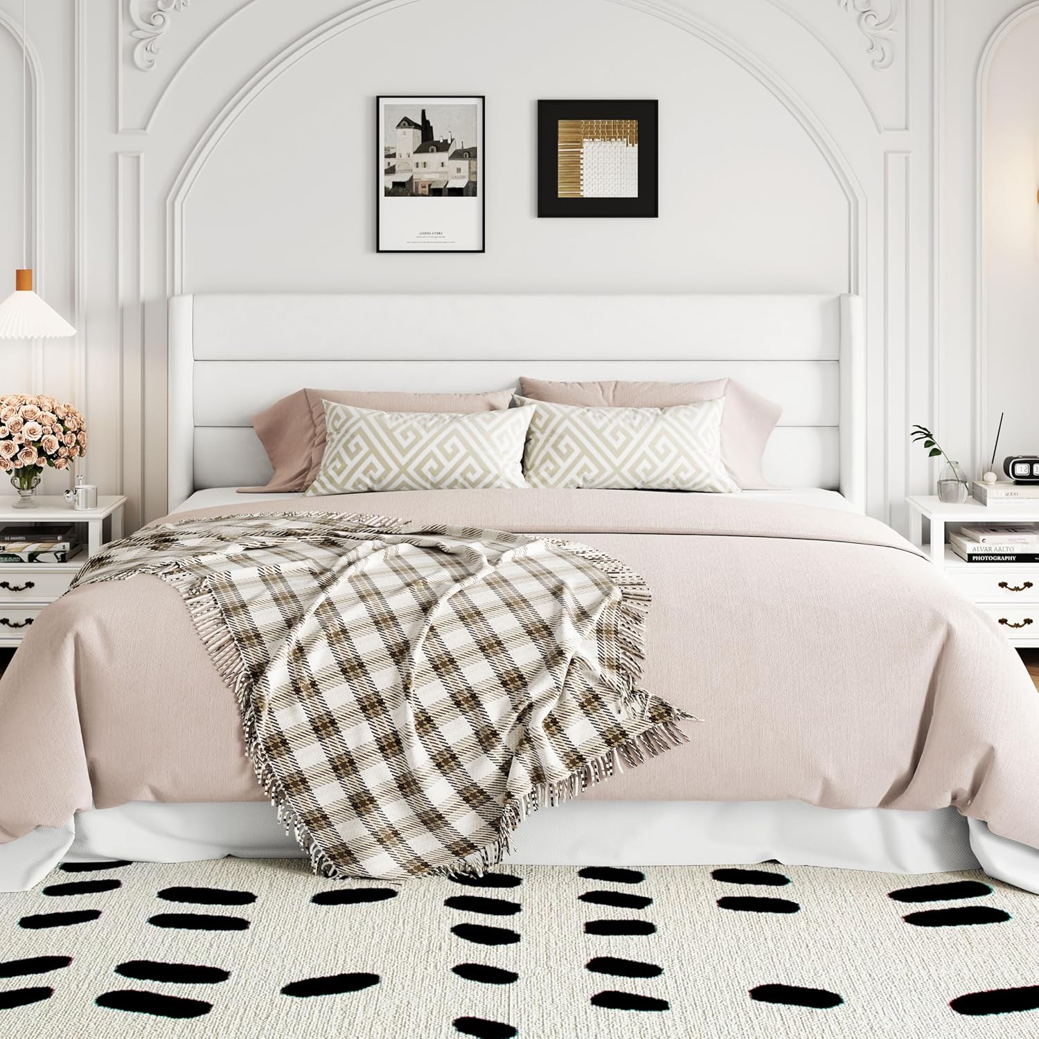 ALLEWIE Queen Size Lift Up Storage Bed with Wingback Headboard