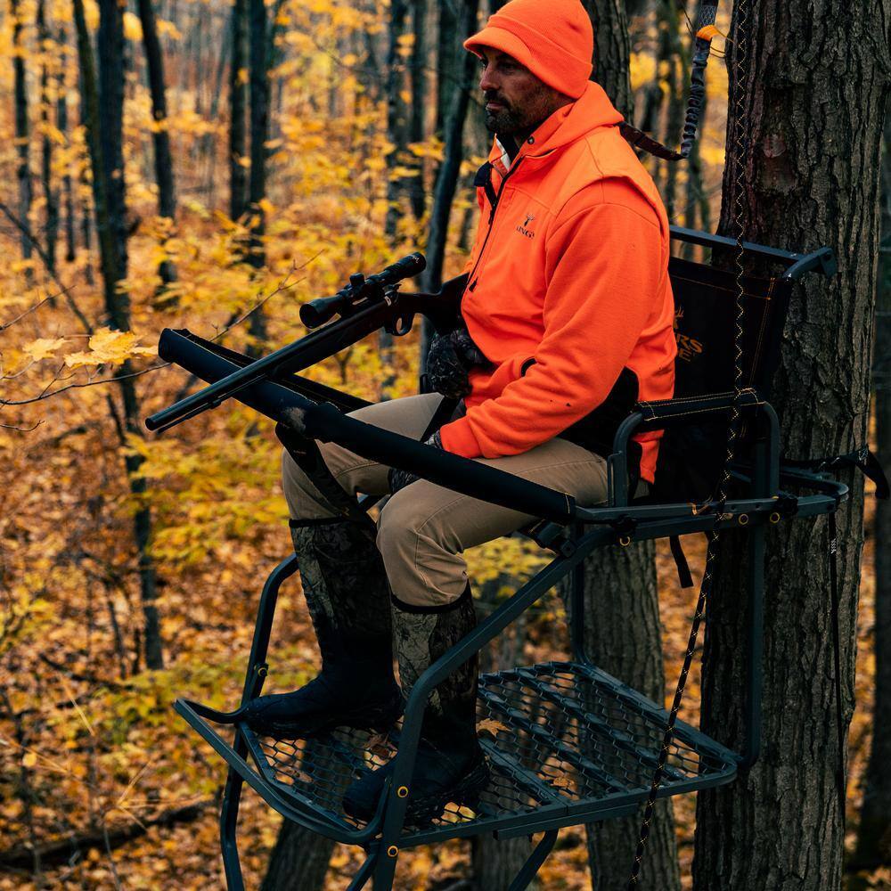 Jumbo Jack Ladder Stand Adjustable Shooting Rail, Large Platform, Mesh Seat