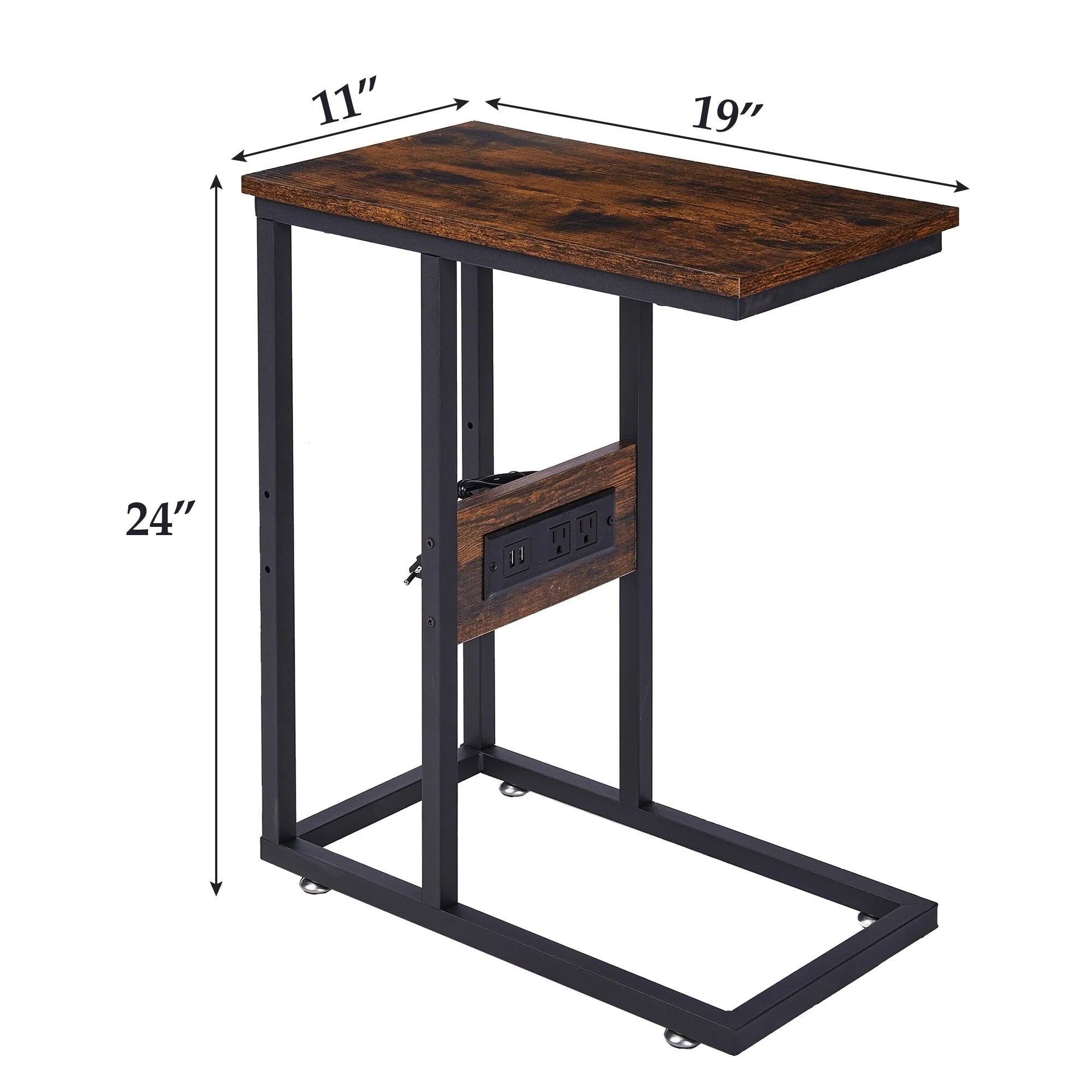 Javlergo Set of 2 C-Shaped Sofa Side Table, Small End Table for Living Room, Narrow Bedside/TV Tray Table
