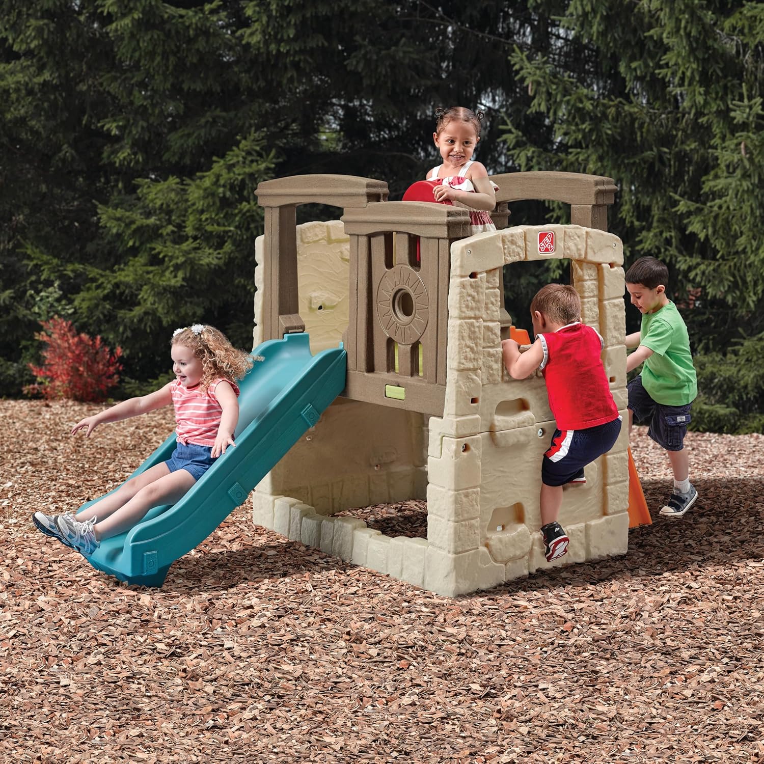 STEP2 Woodland Climber II Kids Playset with Slide & Wall