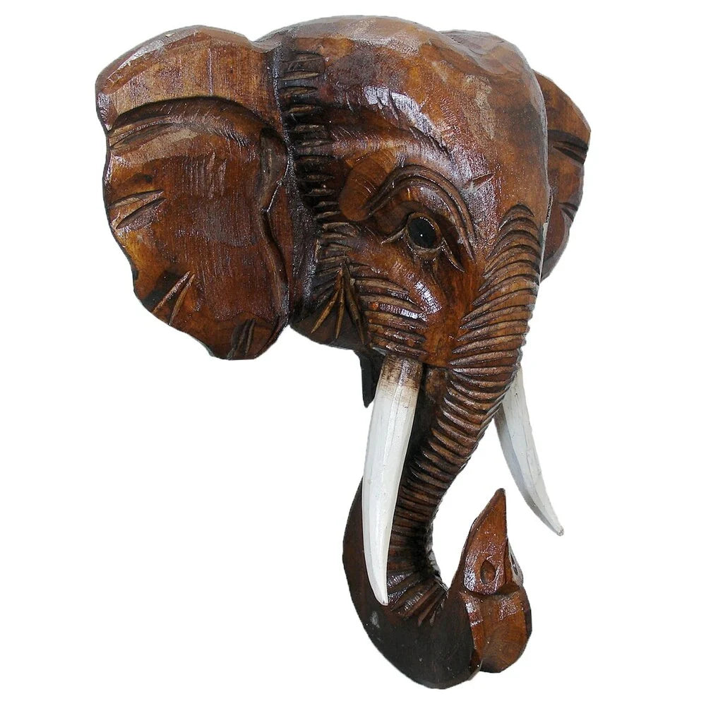 Wooden Elephant Head Wall D��cor